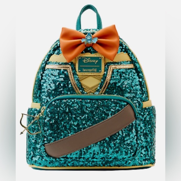 Loungefly Exclusive Princess Merida Sequin Mini Backpack and Wallet Set - Picture 6 of 11